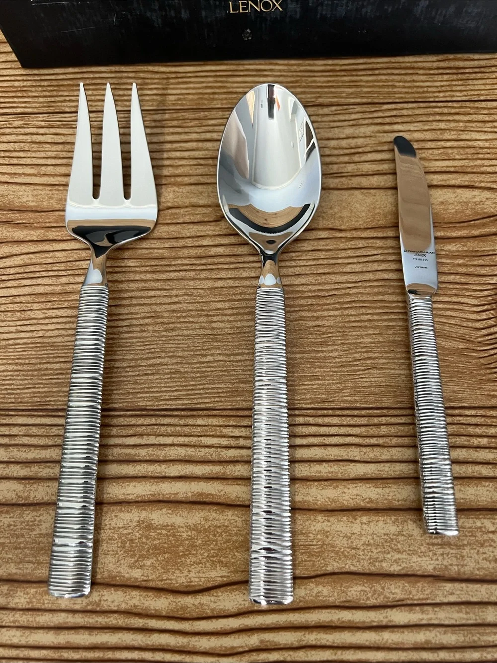 Donna Karan Wrap by LENOX 3 Piece Serving Hostess Set 18/10 Stainless Flatware